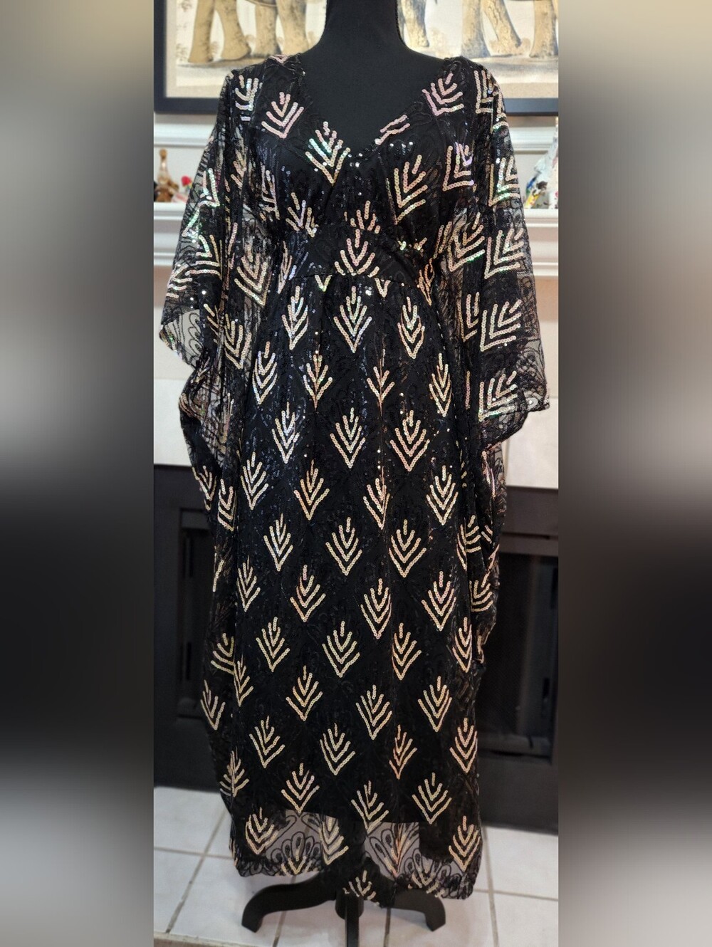 The Oblong Box Shop Sequin Kaftan Maxi Dress